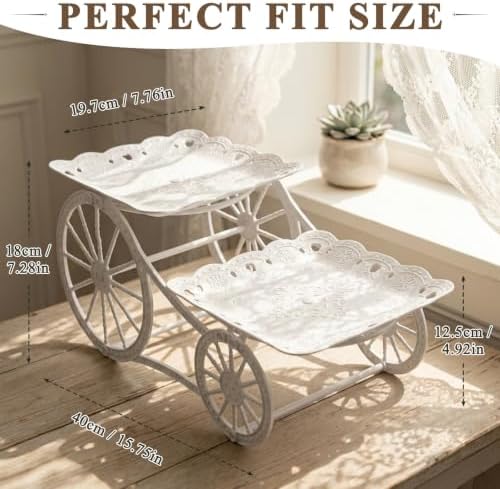 2 Tiers Plastic Dessert Cupcake Stand, Cake Fruit Candy Bread Display Tower in White, alternate view 2
