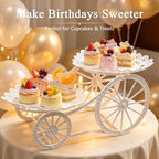 2 Tiers Plastic Dessert Cupcake Stand, Cake Fruit Candy Bread Display Tower in White, alternate view 6