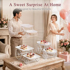 2 Tiers Plastic Dessert Cupcake Stand, Cake Fruit Candy Bread Display Tower in White, alternate view 7