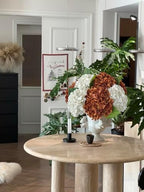 2 White 2 Orange Brown Hydrangea Artificial Flower Lifelike 21'' Long Stem Real Touch Hydrangea Latex Flower, alternate view