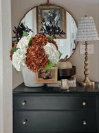2 White 2 Orange Brown Hydrangea Artificial Flower Lifelike 21'' Long Stem Real Touch Hydrangea Latex Flower, alternate view