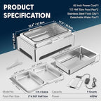 2 x 4.5QT Electric Chafing Dish, Half Size Buffet Warmer Set, alternate view 2