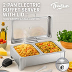 2 x 4.5QT Electric Chafing Dish, Half Size Buffet Warmer Set, alternate view 3