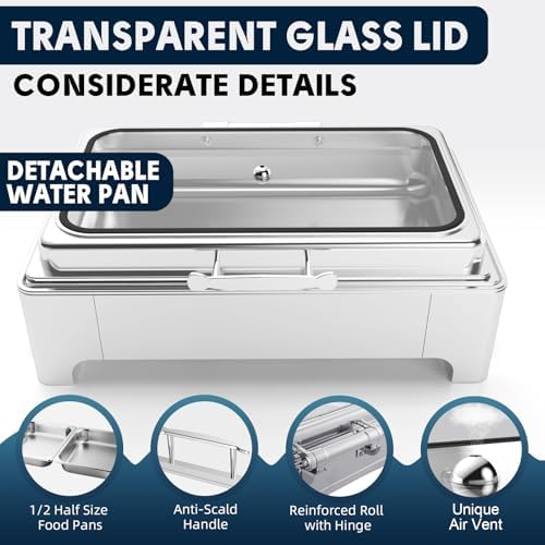 2 x 4.5QT Electric Chafing Dish, Half Size Buffet Warmer Set, alternate view 5