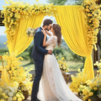 20×10 ft Yellow Wrinkle Free Backdrop Curtain for Party, 4 Panels 5×10ft Soft Silky Polyester Photo Backdrop, alternate view