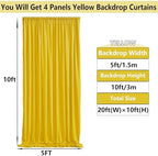 20×10 ft Yellow Wrinkle Free Backdrop Curtain for Party, 4 Panels 5×10ft Soft Silky Polyester Photo Backdrop, alternate view