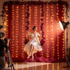 20×10ft Burgundy Tulle Backdrop Curtain with Lights String for Parties, Sheer Photo Backdrop Curtains for, alternate view 4