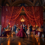 20×10ft Burgundy Tulle Backdrop Curtain with Lights String for Parties, Sheer Photo Backdrop Curtains for, alternate view 7