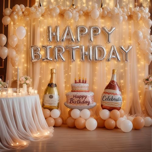 20×10ft Champagne Tulle Backdrop Curtain with Lights String for Parties, Sheer Curtain Backdrop Drapes for, alternate view 2