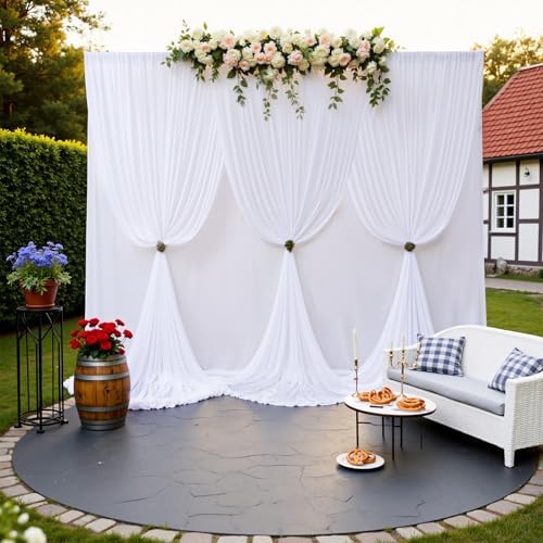 20×10ft White Backdrop Curtain for Weeding Parties, 2 Panels Large 10ft Wide Wrinkle-Free Full Fabric Drape for, alternate