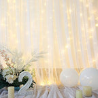 20×12ft White Tulle Backdrop Curtain with Lights String for Parites Sheer Fabric Backdrop Curtains White, alternate view 7
