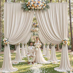 20×12ft Wrinkle Free Beige Backdrop Curtain for Wedding Parties-2 Panels 5×12ft Long Soft Silky Polyester, alternate view 3