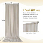 20×12ft Wrinkle Free Beige Backdrop Curtain for Wedding Parties-2 Panels 5×12ft Long Soft Silky Polyester, alternate view 4