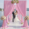 20×14 ft Pink Wrinkle Free Backdrop Curtain, Soft Silky Polyester Wedding Drapes 4 Panels 14ft Height Baby Pink