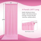 20×14 ft Pink Wrinkle Free Backdrop Curtain, Soft Silky Polyester Wedding Drapes 4 Panels 14ft Height Baby Pink, alternate