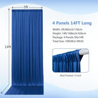 20×14 ft Royal Blue Wrinkle Free Backdrop Curtain, Soft Silky Polyester Wedding Drapes 4 Panels 14ft Height, alternate view 4