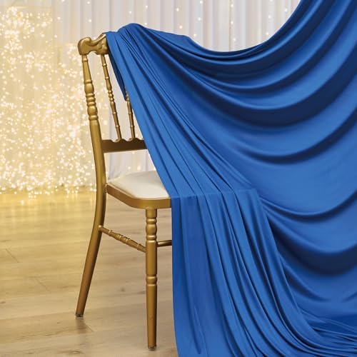 20×14 ft Royal Blue Wrinkle Free Backdrop Curtain, Soft Silky Polyester Wedding Drapes 4 Panels 14ft Height, alternate view 6
