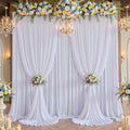 20×14 ft White Wrinkle Free Backdrop Curtain, Soft Silky Polyester Wedding Drapes 4 Panels 14ft Height Photo
