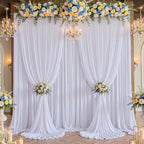 20×14 ft White Wrinkle Free Backdrop Curtain, Soft Silky Polyester Wedding Drapes 4 Panels 14ft Height Photo