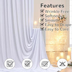 20×14 ft White Wrinkle Free Backdrop Curtain, Soft Silky Polyester Wedding Drapes 4 Panels 14ft Height Photo, alternate view