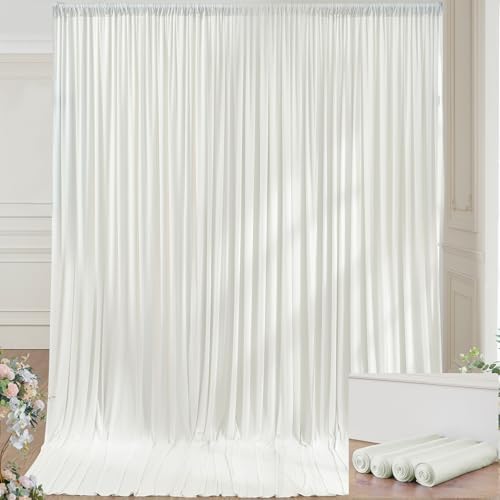 20×14ft Wrinkle Free Ivory Backdrop Curtain, Soft Silky Easy to Drape Cream Wedding Drapes for Backdrop, 4