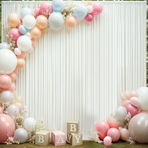 20×14ft Wrinkle Free Ivory Backdrop Curtain, Soft Silky Easy to Drape Cream Wedding Drapes for Backdrop, 4, alternate view 3