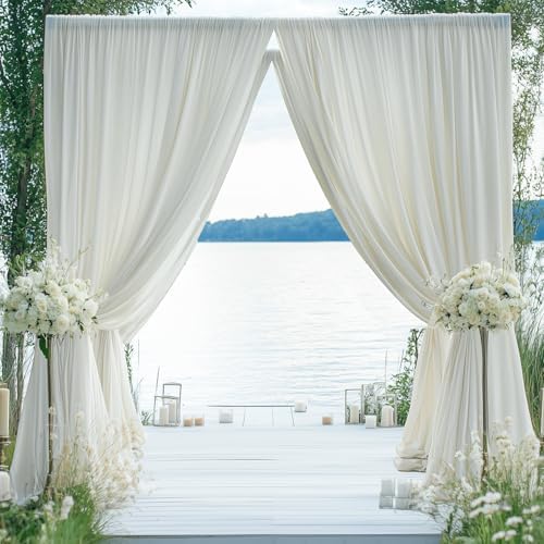 20×14ft Wrinkle Free Ivory Backdrop Curtain, Soft Silky Easy to Drape Cream Wedding Drapes for Backdrop, 4, alternate view 6