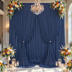 20×14ft Wrinkle Free Navy Blue Backdrop Curtain for Wedding Parties,4 Panels 5×14ft Height Soft Silky Polyester