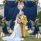 20×14ft Wrinkle Free Navy Blue Backdrop Curtain for Wedding Parties,4 Panels 5×14ft Height Soft Silky Polyester, alternate