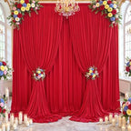 20×14ft Wrinkle Free Red Backdrop Curtain for Wedding Parties,2 Panels 5×14ft Height Soft Silky Polyester