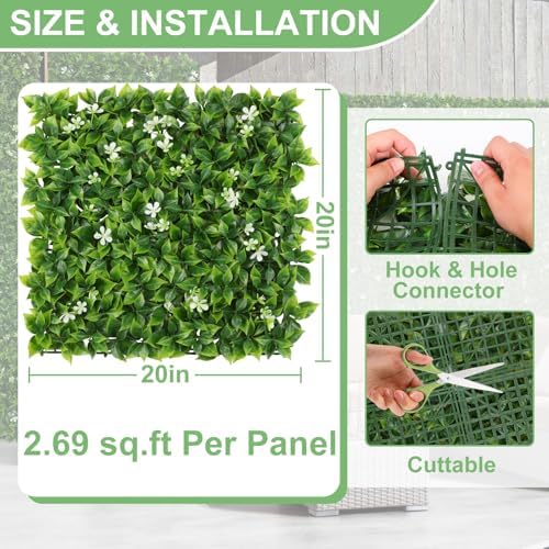 20"×20" Artificial Grass Wall Panels 12pcs Greenery Backdrop Wall Panel, alternate view 2