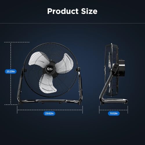20" 3-Speed High Velocity Industrial Floor Fan, Heavy Duty Metal Warehouse Workshop Basement, 2 Pack, alternate view 2