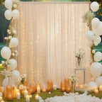 20×8ft Champagne Tulle Curtain Backdrop with Lights String for Parites, Sheer Backdrop Curtain Drapes for, alternate view 7