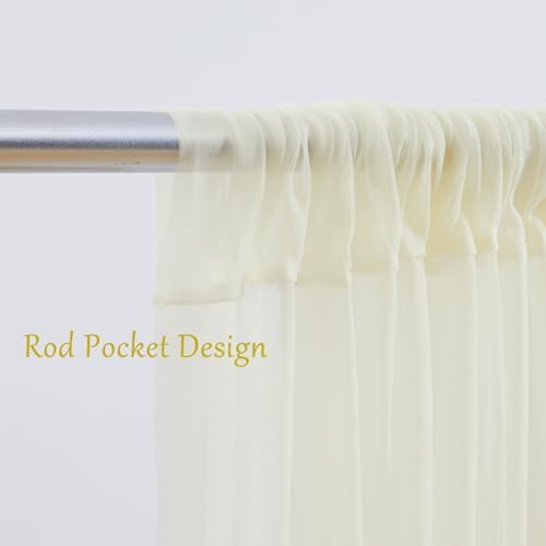 20×8ft Ivory Tulle Curtain Backdrop with Lights String for Parites, Sheer Backdrop Curtain Drapes for Wedding, alternate view