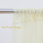 20×8ft Ivory Tulle Curtain Backdrop with Lights String for Parites, Sheer Backdrop Curtain Drapes for Wedding, alternate view