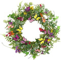 20" Artificial Spring Summer Wreath with Fake Butterflies, Eucalyptus Leaves, Daisy, Dry Vine Branches, Fern