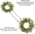20" Artificial Spring Summer Wreath with Fake Butterflies, Eucalyptus Leaves, Daisy, Dry Vine Branches, Fern, alternate view