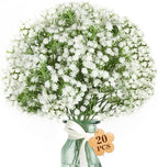 20 Babys Breath Artificial Flowers - White Faux Gypsophila Bouquets in White
