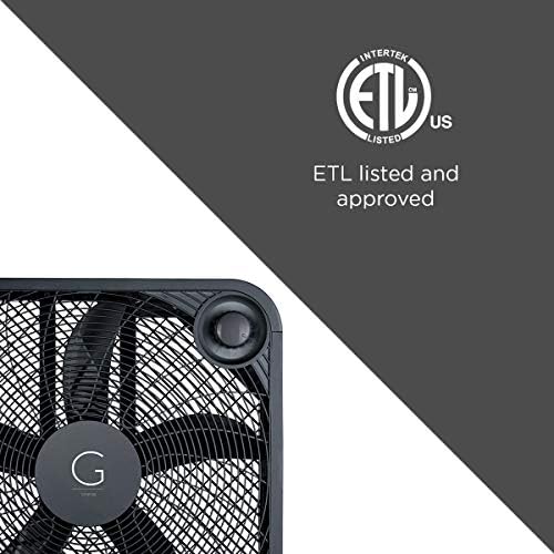 20" Box Fan, 3 Settings, Max Cooling Technology, Carry Handle, Black (G20BOX-BLK), alternate view 6