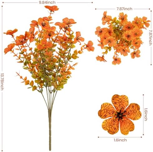 20 Bundles Artificial Fall Flowers for Outdoor, Fake Plants Autumn Decor, alternate view 2