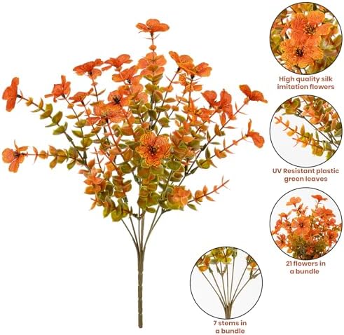 20 Bundles Artificial Fall Flowers for Outdoor, Fake Plants Autumn Decor, alternate view 3