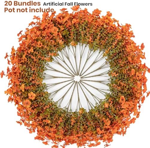 20 Bundles Artificial Fall Flowers for Outdoor, Fake Plants Autumn Decor, alternate view 4