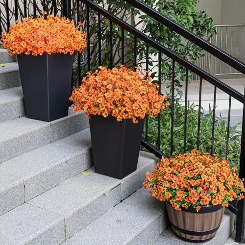 20 Bundles Artificial Fall Flowers for Outdoor, Fake Plants Autumn Decor, alternate view 6