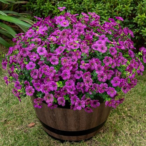 20 Bundles Artificial Flowers for Outdoor, Fake Plants Spring Decor, Fuchsia