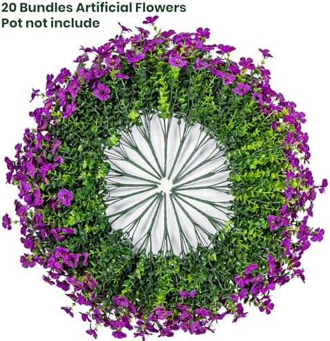 20 Bundles Artificial Flowers for Outdoor, Fake Plants Spring Decor, Fuchsia, alternate view 4