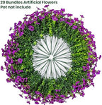 20 Bundles Artificial Flowers for Outdoor, Fake Plants Spring Decor, Fuchsia, alternate view 4
