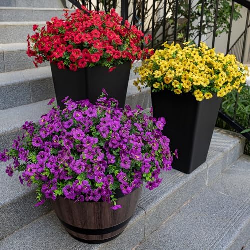 20 Bundles Artificial Flowers for Outdoor, Fake Plants Spring Decor, Fuchsia, alternate view 5