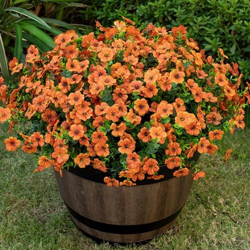 20 Bundles Artificial Flowers for Outdoor, Fake Plants Spring Decor, Orange