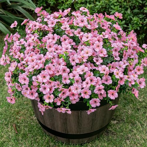 20 Bundles Artificial Flowers for Outdoor, Fake Plants Spring Decor, Pink in Pink