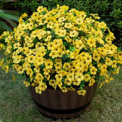 20 Bundles Artificial Flowers for Outdoor, Fake Plants Spring Decor, Yellow